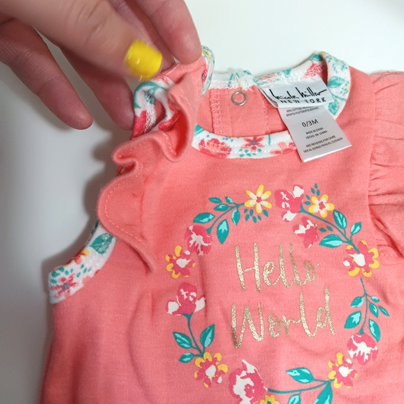 Nicole Miller New York Peach Spring Floral Onesie 0/3 Months NWT! - Picture 6 of 9